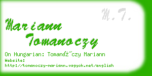 mariann tomanoczy business card